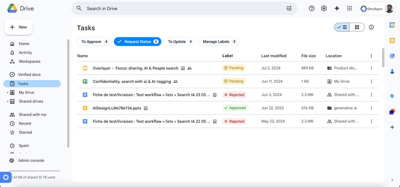 Intégration native Google Workspace - Extension Chrome intégrée à Google Drive, Docs, Sheets et Chat sans migration